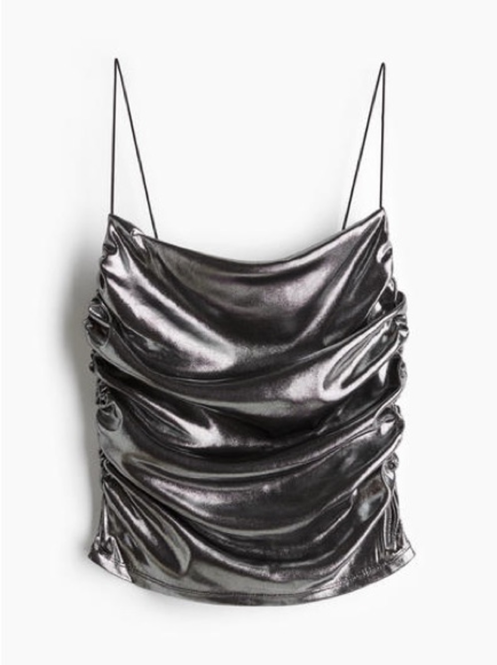 Silver Metallic Draped Camisole Top